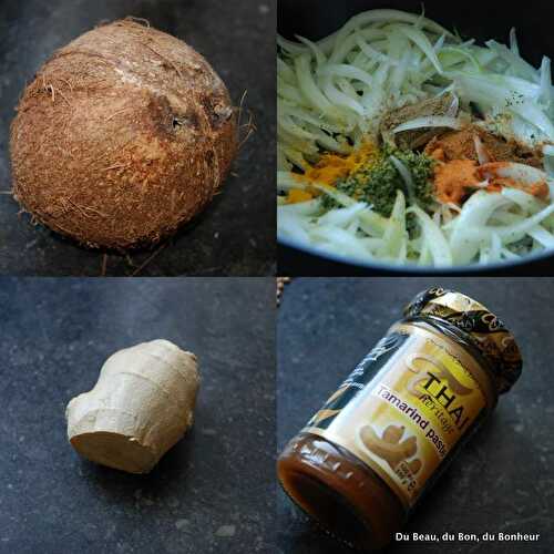 Boeuf Madras et curry de chou-fleur et de petits pois