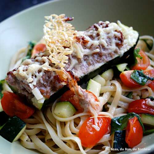 Courgettes farcies et linguine