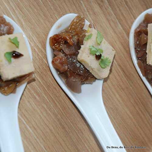 Cuillères à la compote d'échalotes et foie gras