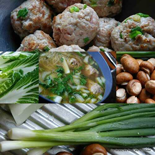 Potage de nouilles aux boulettes de porc tête de lion