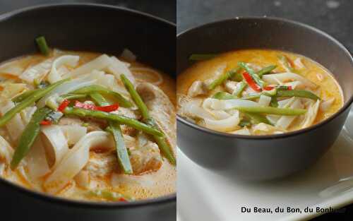 Soupe thaïe au poulet et nouilles, curry rouge