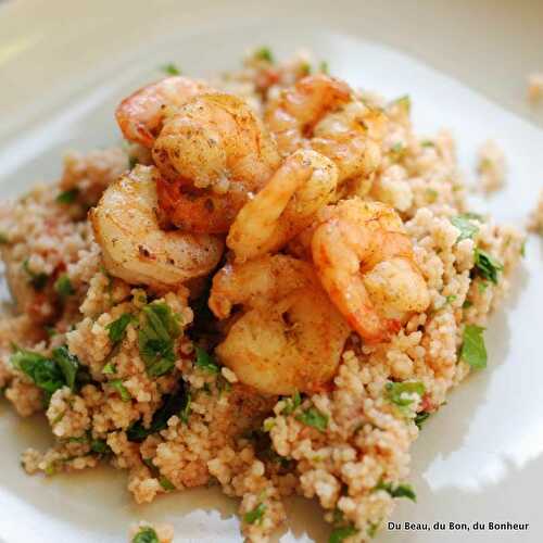 Taboulé et crevettes à la Chermoula