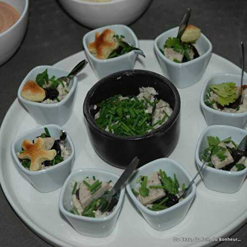 Verrines de mousse de boudin blanc aux pruneaux