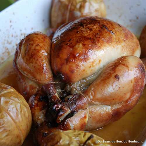 Volaille marinée au sel de Guérande et au cidre, pommes cuites au Calvados