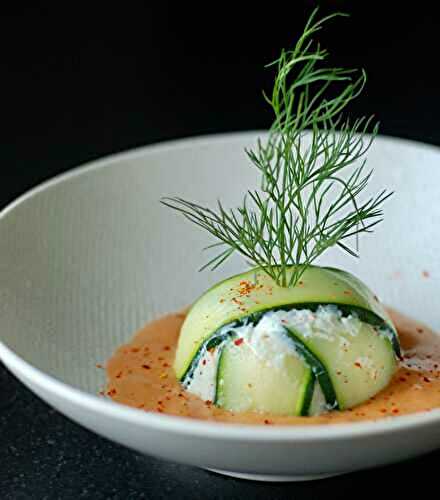 Mousse de merlan en habit de courgettes, bisque de scampis