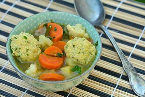 Gnocchis au fromage et légumes au bouillon