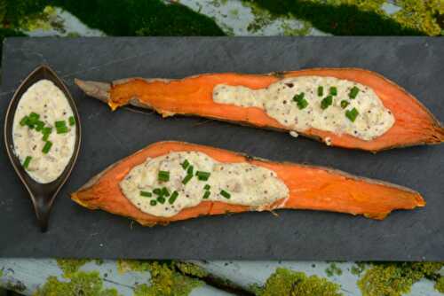 Patates douces au four, sauce au mascarpone