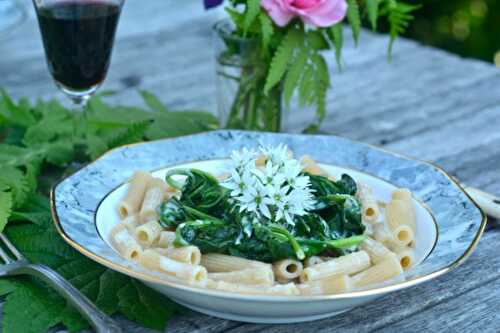 Penne aux pousses d’épinards, sauce au parmesan