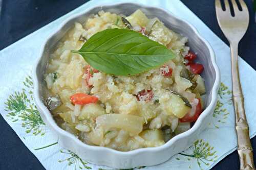 Risotto à la courgette, au poivron et au basilic