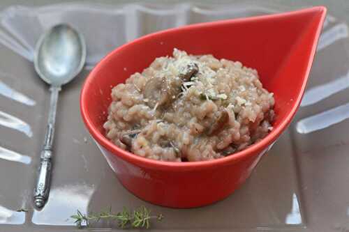 Risotto au vin rouge et aux champignons