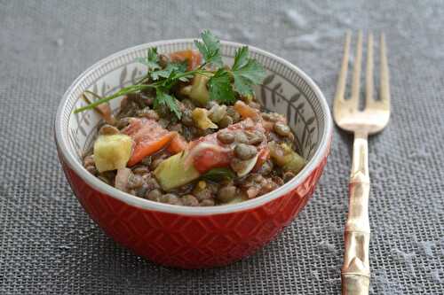 Salade de lentilles aux tomate et au concombre