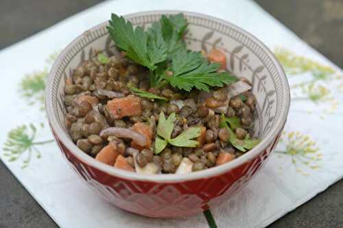 Salade de lentilles vertes aux carottes et à l'échalote - Du foin dans mon assiette