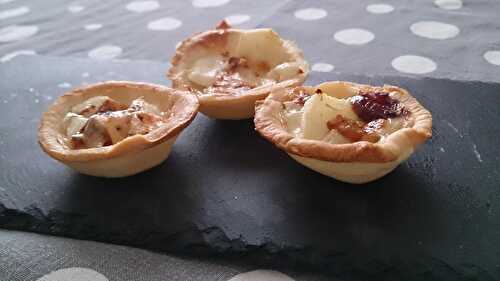 Mini tartelettes poires, Gorgonzola et canneberges