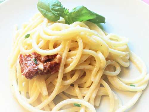 Spaghetti sauce au chèvre et basilic