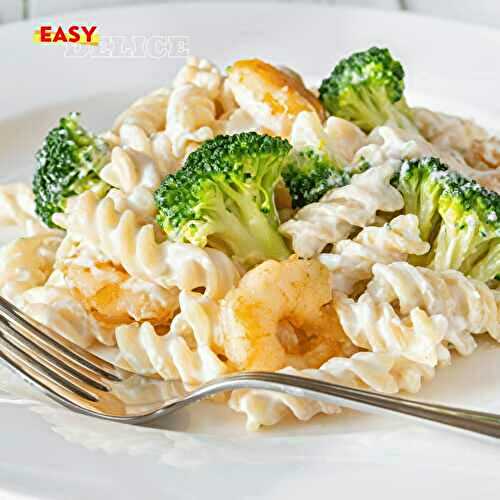 Pâtes Alfredo Crémeuses aux Brocolis et Crevettes