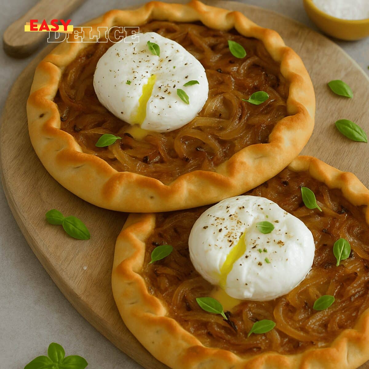 Tarte-Pizza à l’Oignon et Burrata