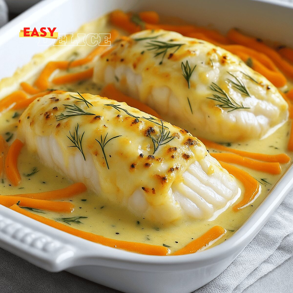Filets de Cabillaud à la Crème et aux Légumes à la Poêle