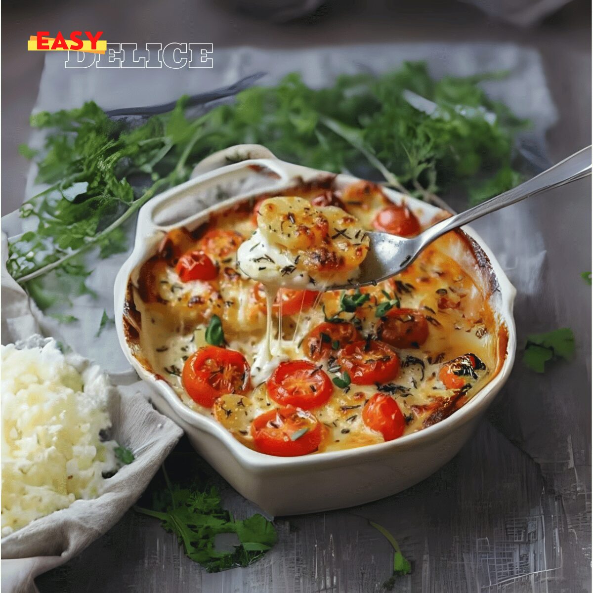 Gratin de Pommes de Terre, Tomates et Mozzarella