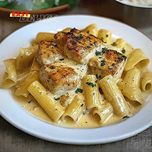 Poulet au Beurre d’Ail Crémeux et Rigatoni en Sauce Parmesan