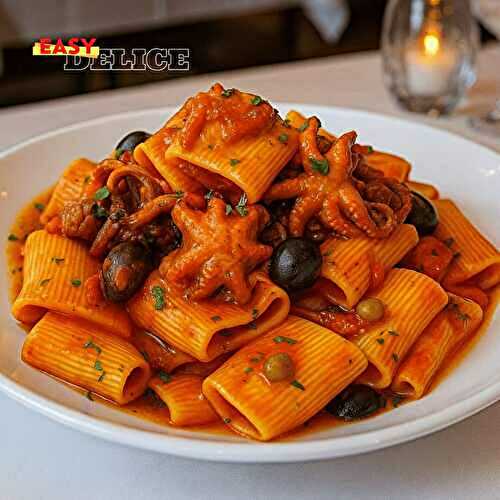 Pasta alla Luciana : Pâtes au Poulpe et Sauce Tomate