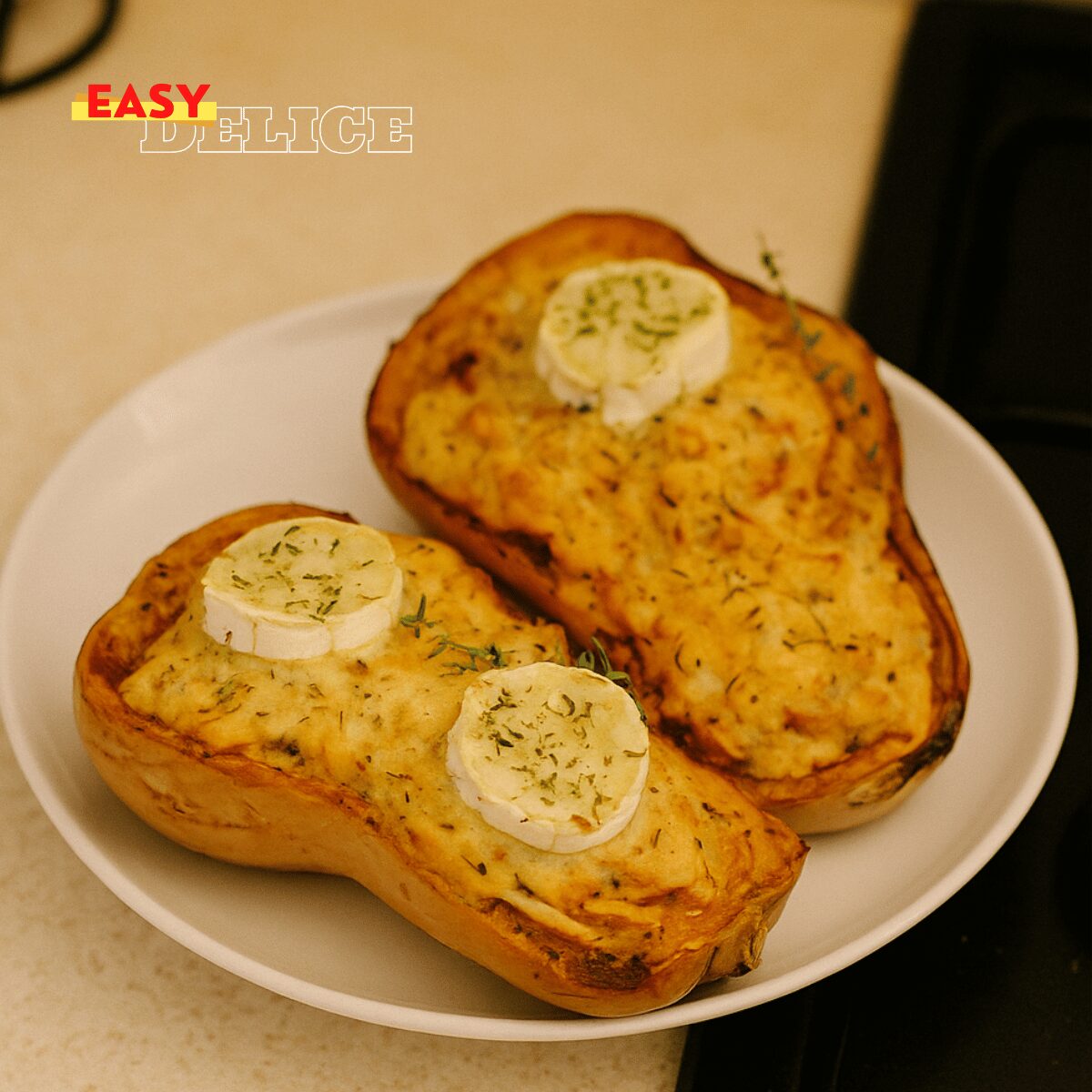 Butternut farcie aux lardons et au chèvre