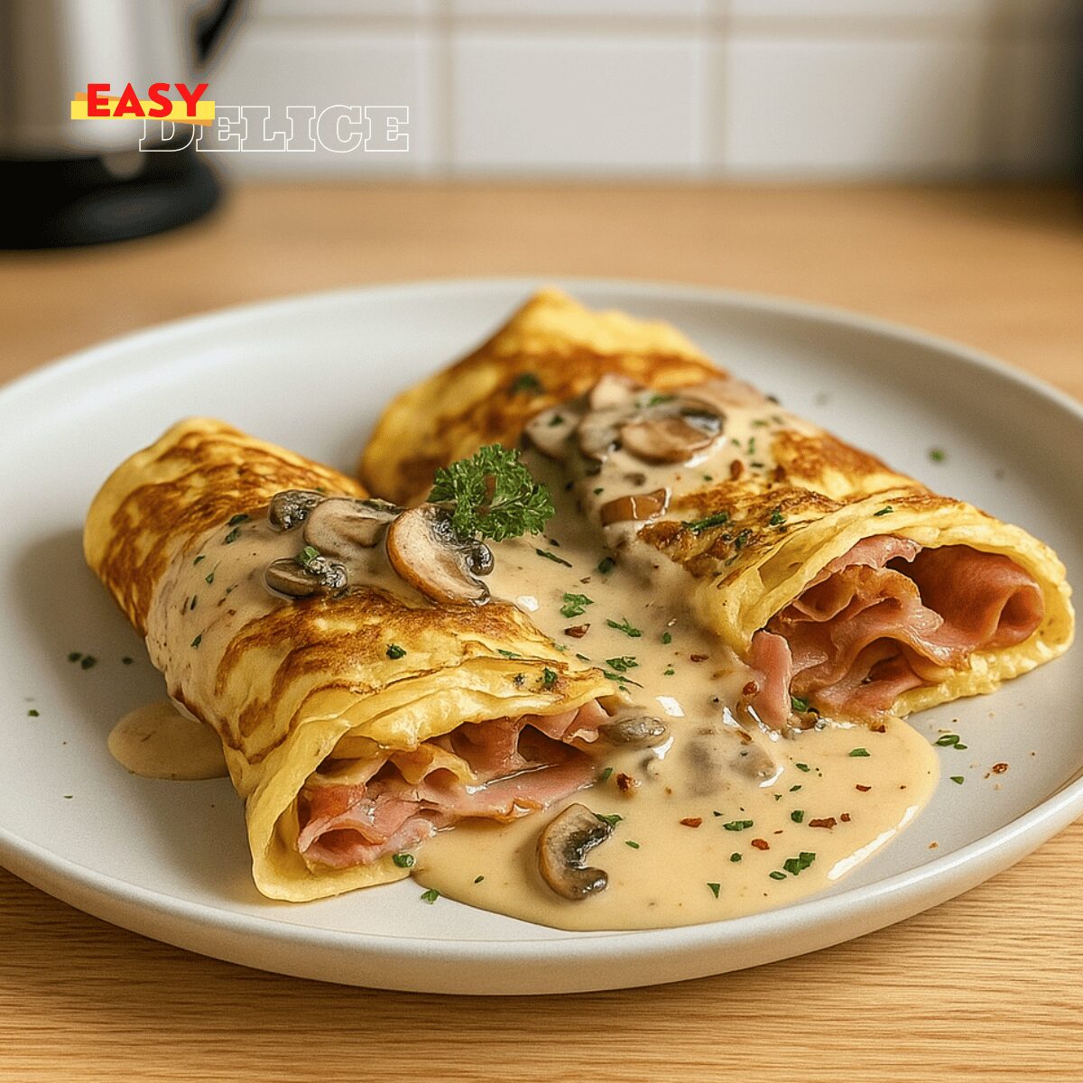 Crêpes Gratinées au Jambon et aux Champignons