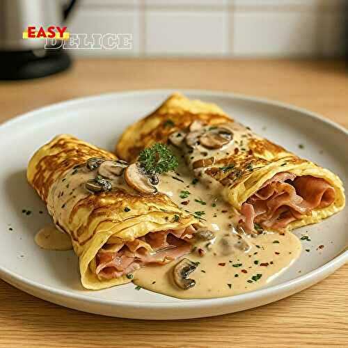 Crêpes Gratinées au Jambon et aux Champignons