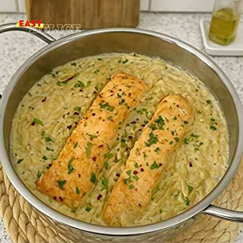 Orzo au Saumon et Boursin : Un Plat Crémeux et Raffiné