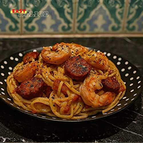 Pâtes aux Crevettes Épicées et Chorizo