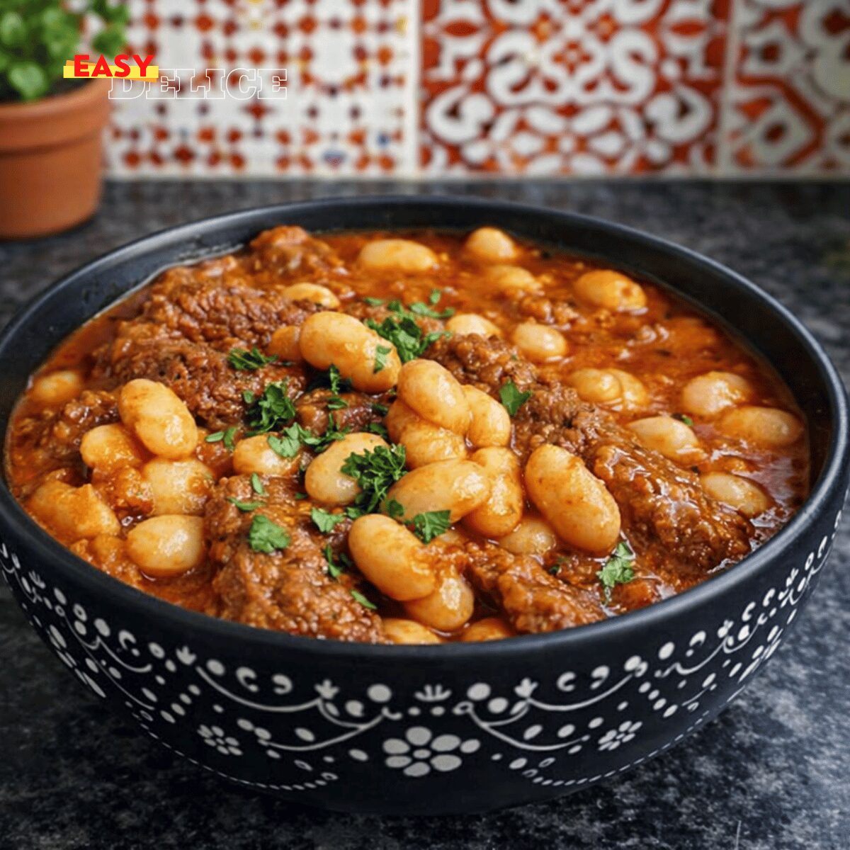 Haricots blancs et bœuf mijoté aux épices