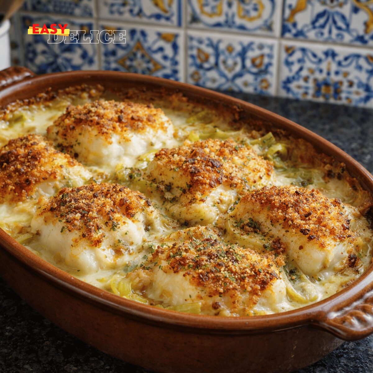 Gratin Fondant de Cabillaud, Poireaux et Crème Fraîche