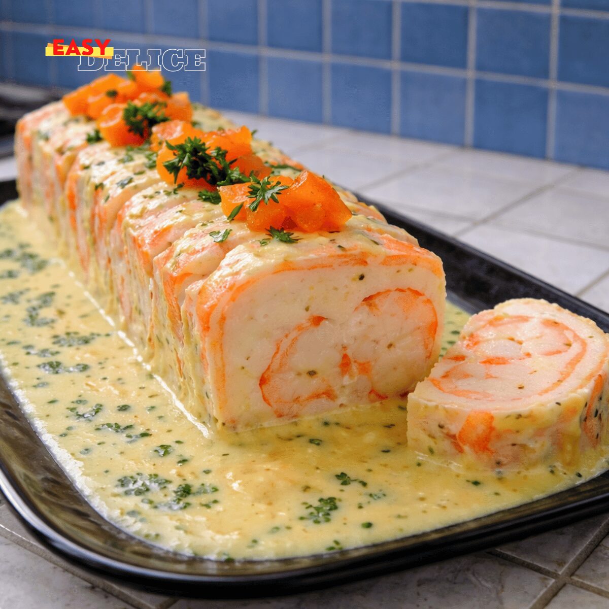 Roulade de Saumon Farcie aux Crevettes et Noix de Saint-Jacques à la Crème Citronnée