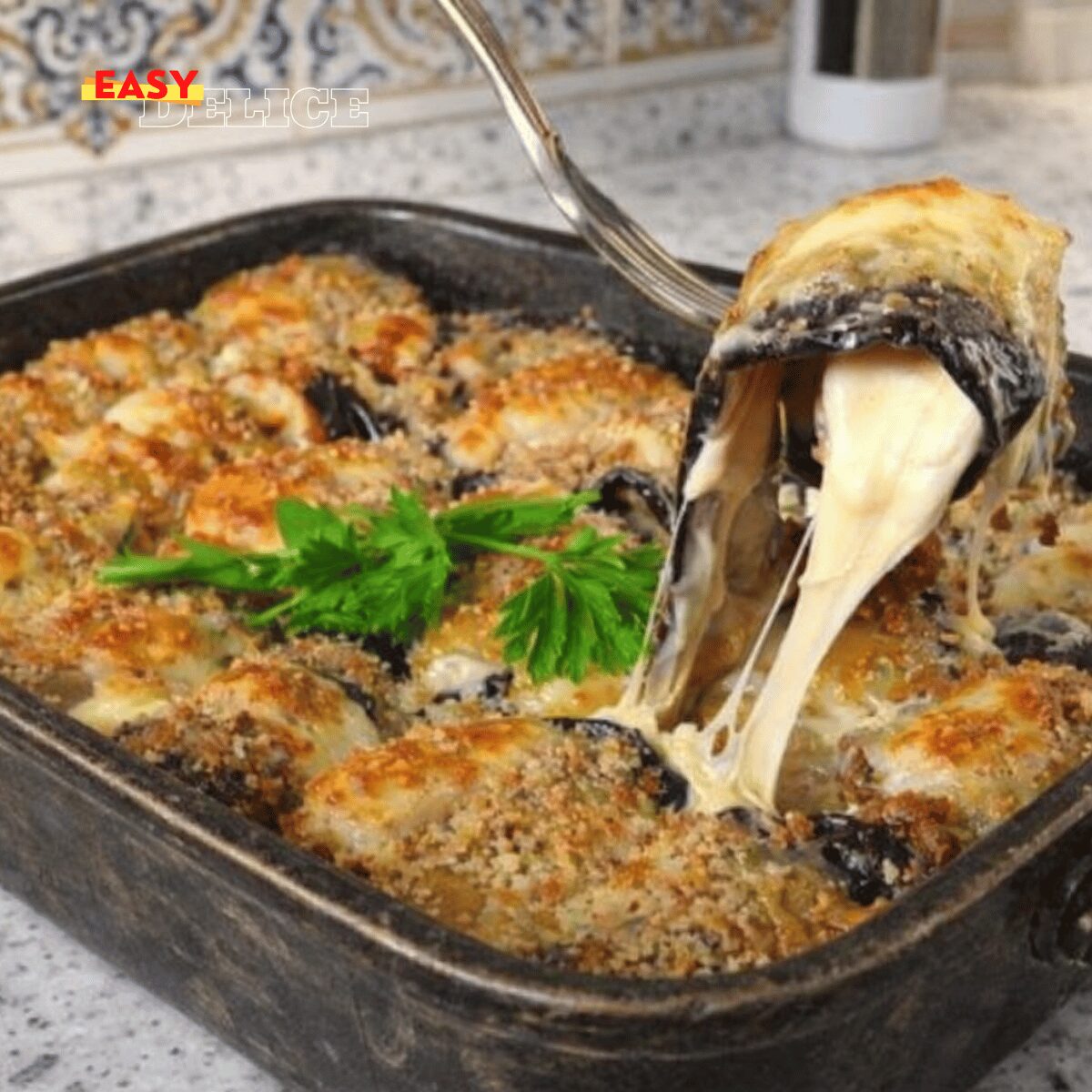 Roulés d’Aubergines Gratinés (Fondants, Fromage Filant & Croûte Dorée)