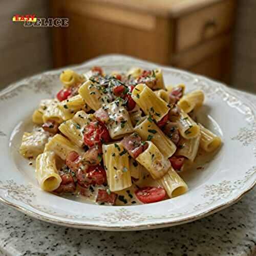 Pâtes Crémeuses au Boursin, Lardons & Tomates Rôties