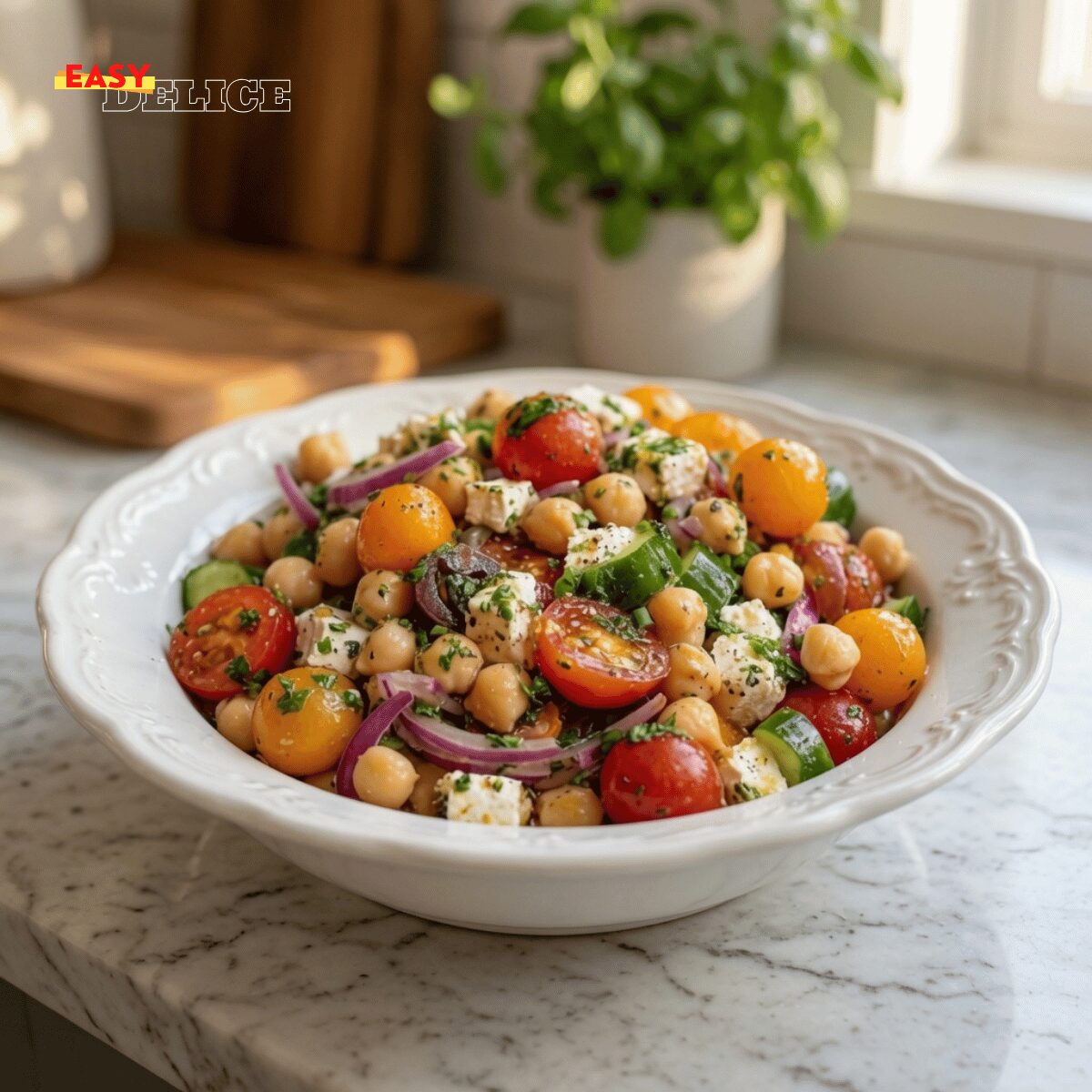 Salade d’Été Pois Chiches, Tomates Cerises & Feta