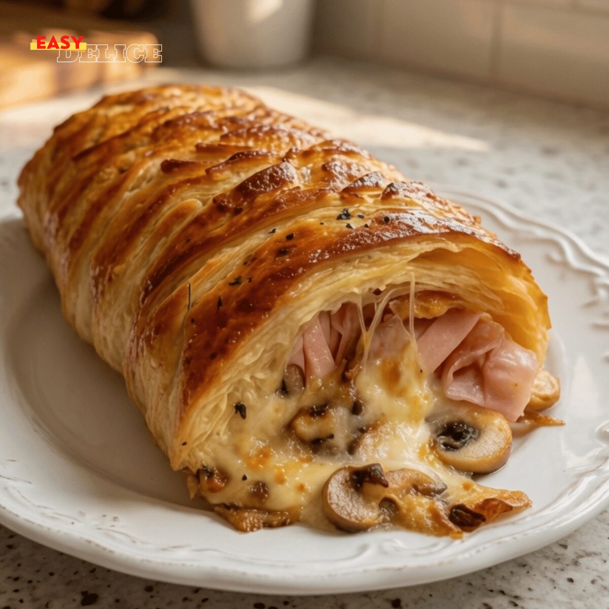 Tresse Feuilletée aux Champignons & Jambon