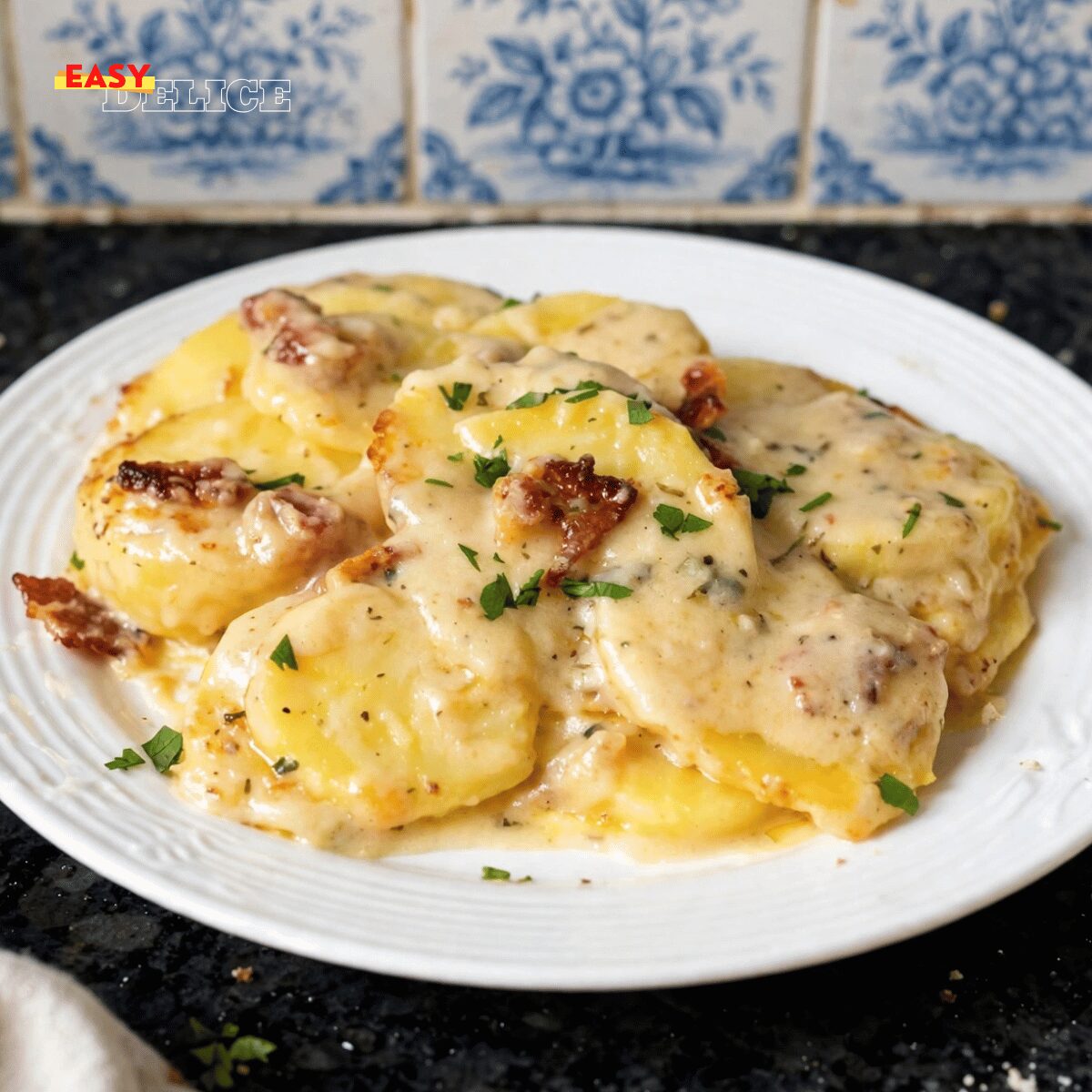 Gratin Dauphinois au Bacon, Sauce Crémeuse et Fromage Fondant