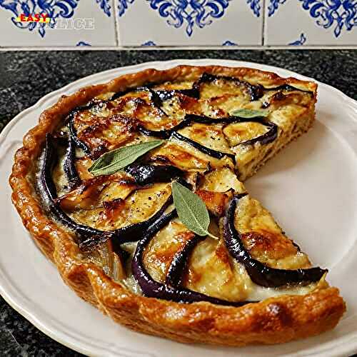 Tarte Rustique aux Aubergines et Oignons Rouges — Fondante, Fromagère & Ultra Gourmande !