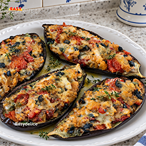 Aubergines Farcies au Four à l’Italienne — Fondantes, Parfumées & Ultra Gourmandes