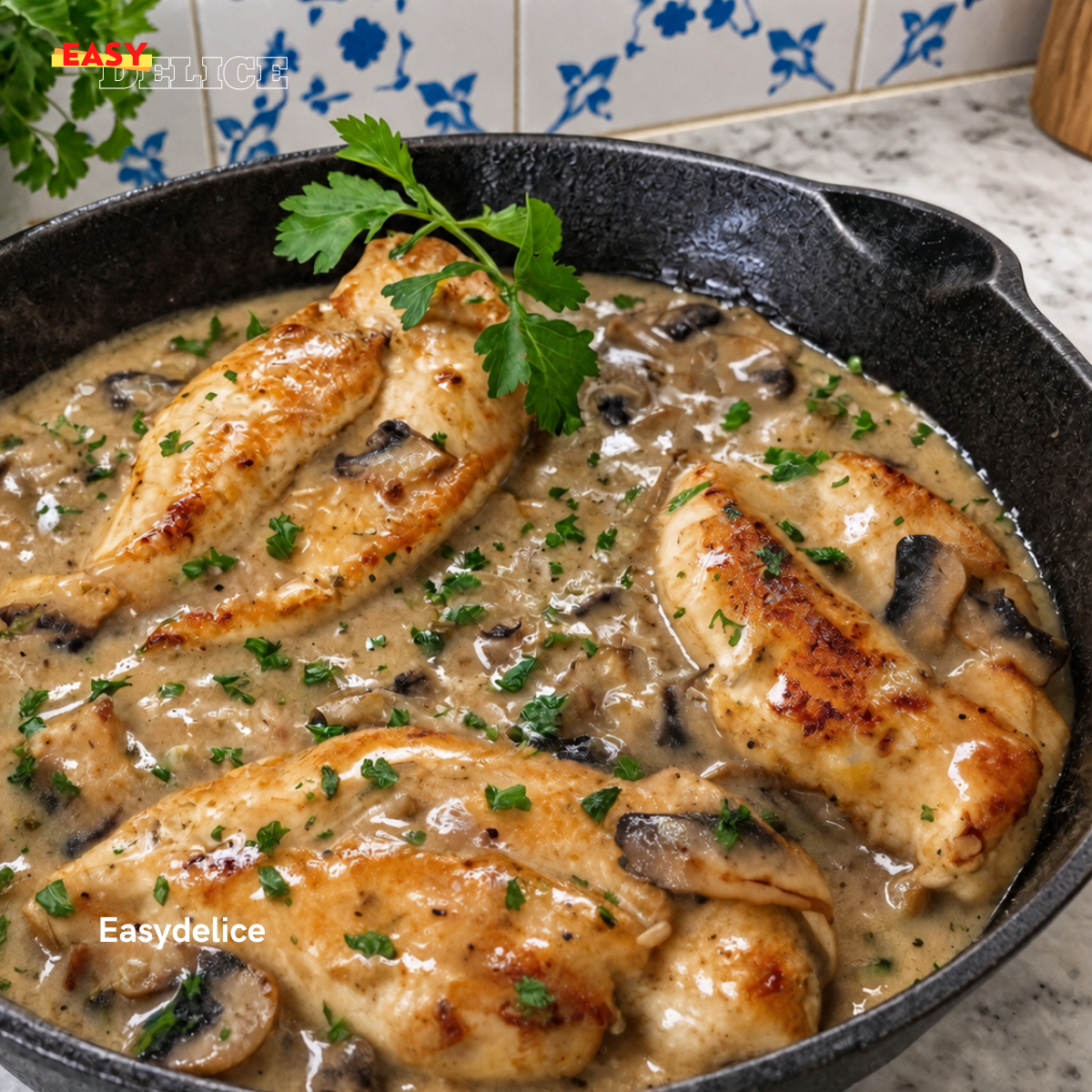 Escalopes de Poulet à la Moutarde et aux Champignons — Crémeuses & Savoureuses