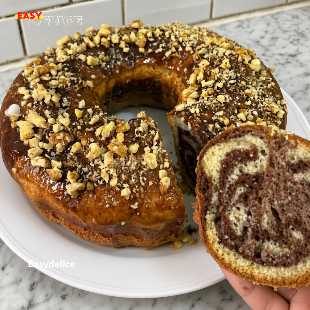 Gâteau Marbré Vanille & Chocolat aux Noisettes — Moelleux, Fondant & Gourmand