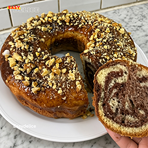 Gâteau Marbré Vanille & Chocolat aux Noisettes — Moelleux, Fondant & Gourmand