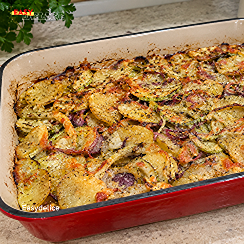 Gratin de Pommes de Terre, Courgettes & Oignons — Fondant & Doré Sans Béchamel