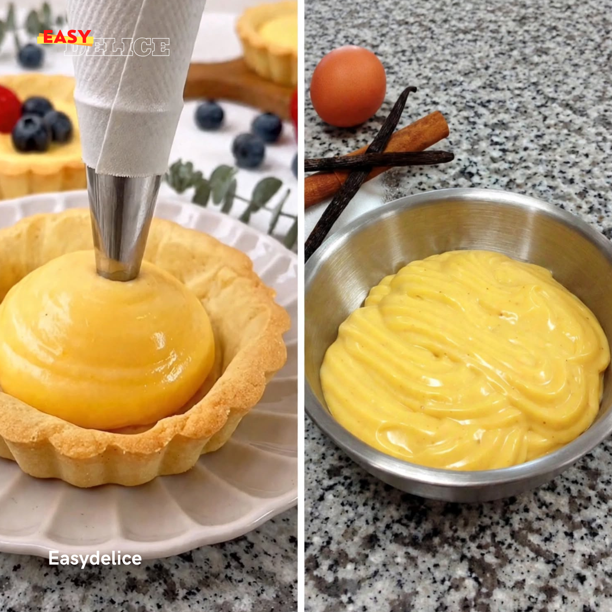 Crème Pâtissière à la Cannelle et au Citron — Onctueuse, Parfumée & Délicatement Épicée 🍮