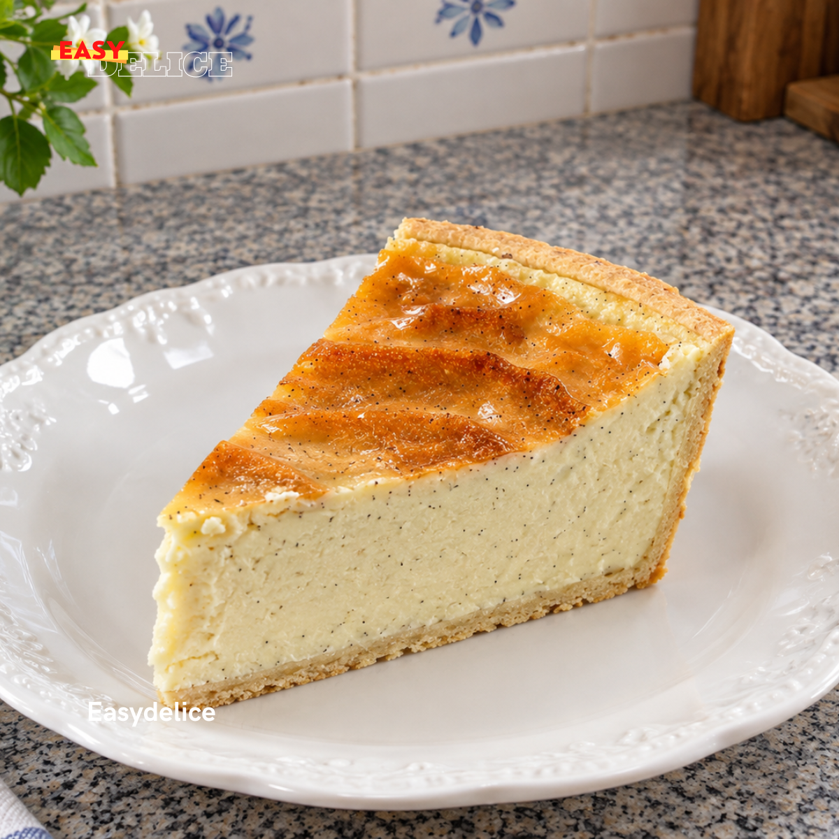 Flan Pâtissier à la Vanille sur Pâte Sucrée — Crémeux, Fondant & au Beurre Demi-Sel