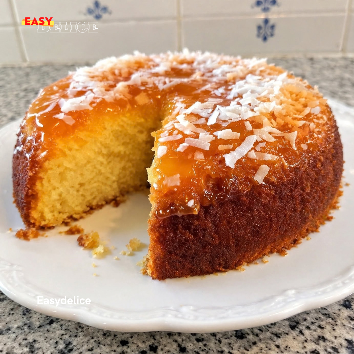 Gâteau Moelleux à l’Orange, Confiture d’Abricot & Noix de Coco