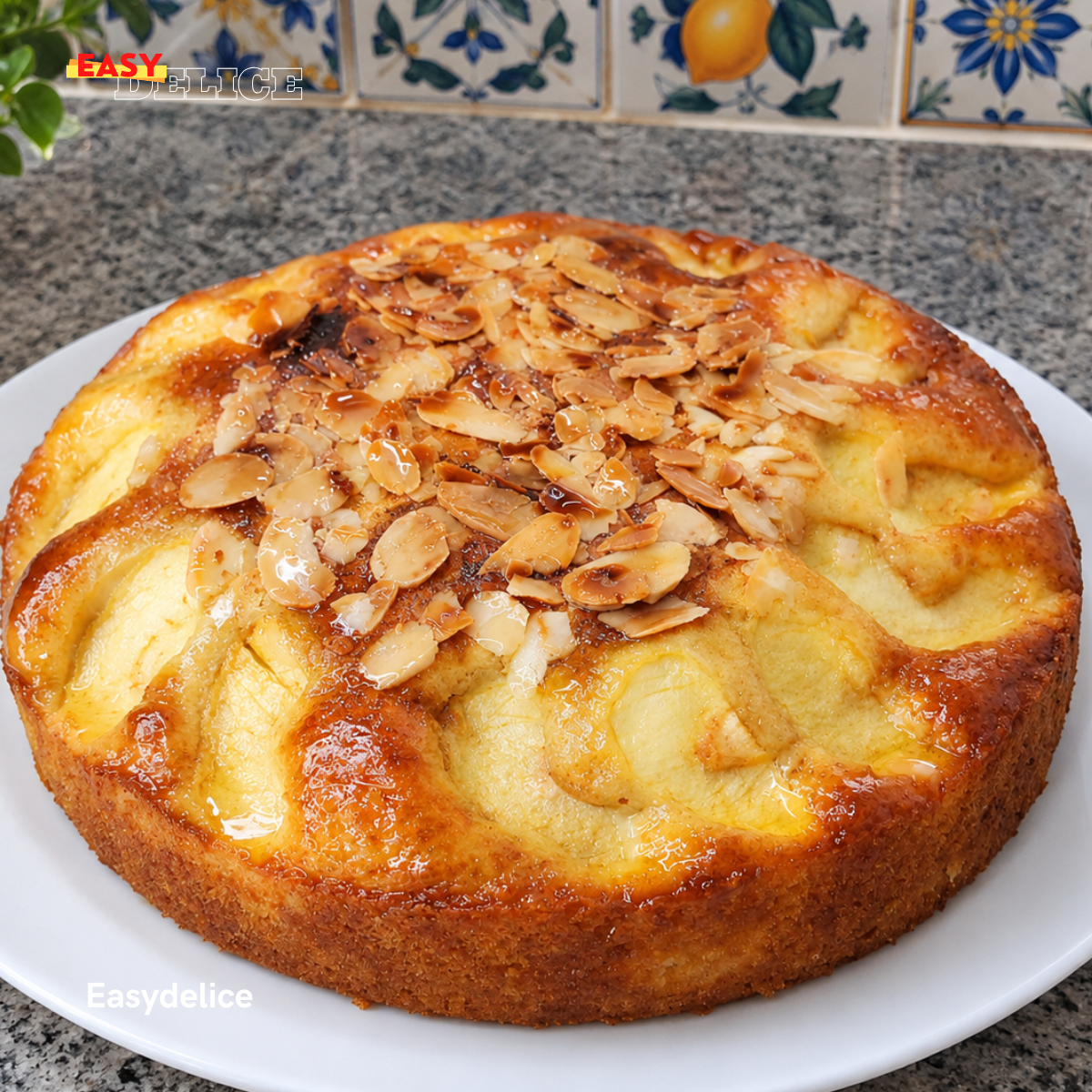 Gâteau Moelleux aux Pommes et Amandes — Fondant, Doré & Délicieusement Parfumé