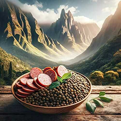 Saucisses et lentilles de cilaos - recette.