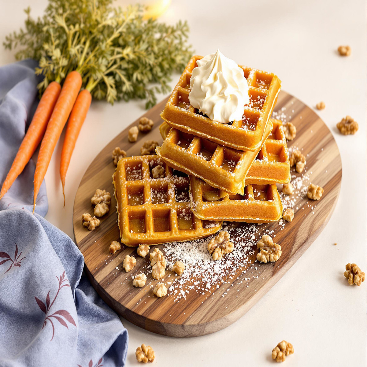 Gaufres carrot cake healthy – sans gluten, sans lait, sans œufs