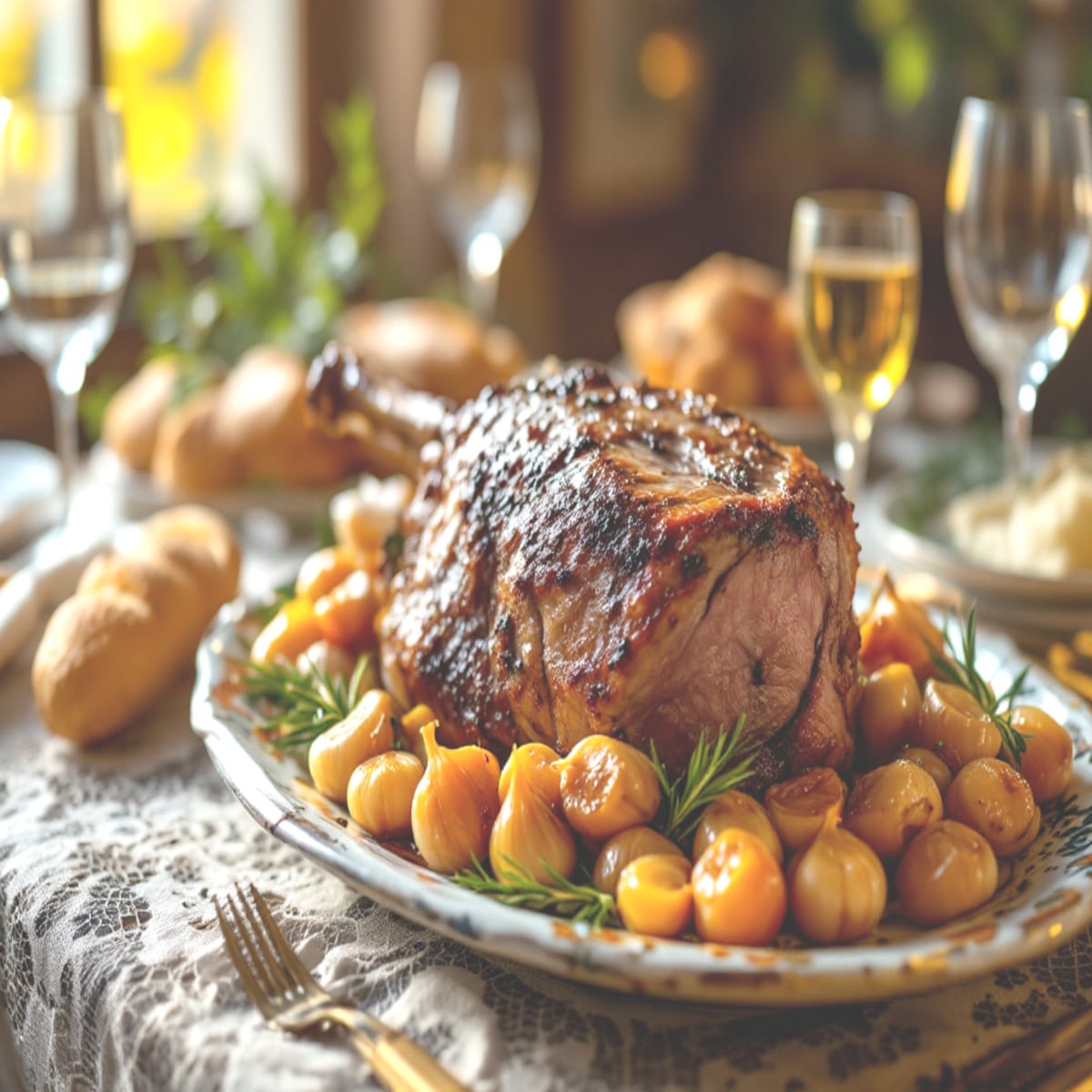 Gigot d’agneau persillé aux 40 gousses d’ail